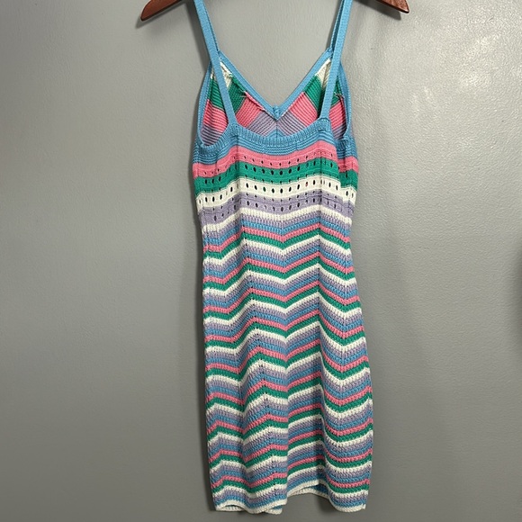 Colorful v-neck Crochet Chevron knit Dress Size small - Picture 13 of 16